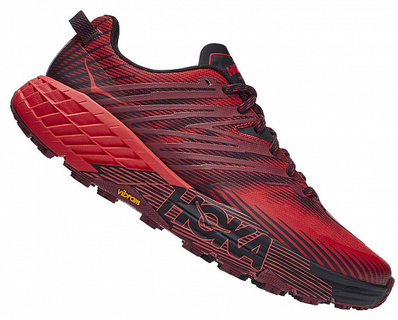 Кроссовки мужские Hoka Speedgoat 4 Cordovan/High Risk Red - Фото 1 большая