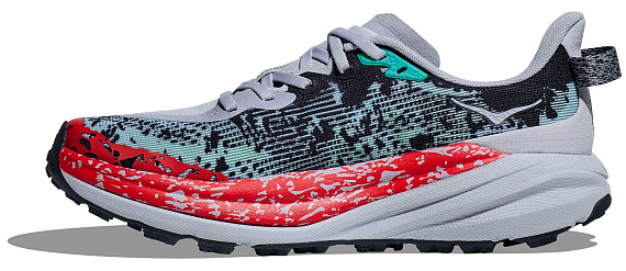 Кроссовки мужские Hoka Speedgoat 6 Серо-Голубой/Чёрный/Красный - Фото 3 большая