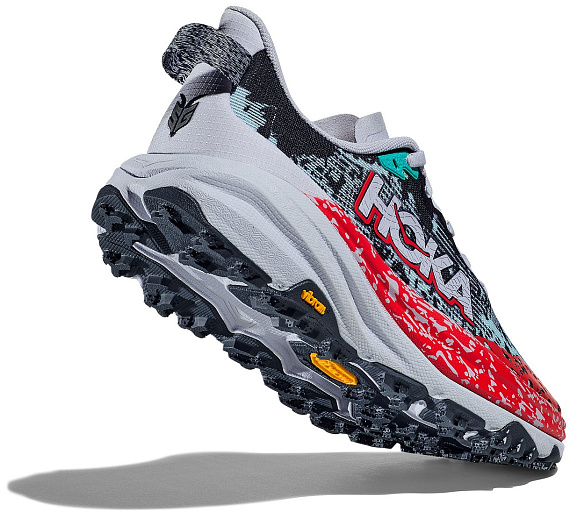 Кроссовки мужские Hoka Speedgoat 6 Серо-Голубой/Чёрный/Красный - Фото 4 большая
