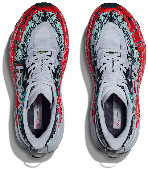 Кроссовки мужские Hoka Speedgoat 6 Серо-Голубой/Чёрный/Красный - Фото 7 большая