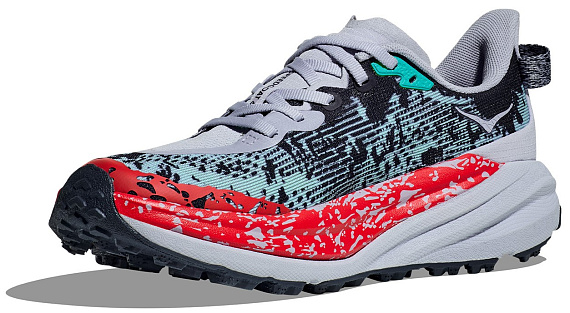 Кроссовки мужские Hoka Speedgoat 6 Серо-Голубой/Чёрный/Красный - Фото 8 большая