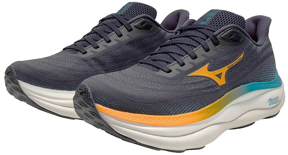 Кроссовки мужские Mizuno Wave Sky 9 Baritone Blue/Citrus/Capri Bre - Фото 6 большая