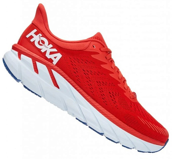 Кроссовки мужские Hoka Clifton 7 Wide Fiesta/White - Фото 2 большая
