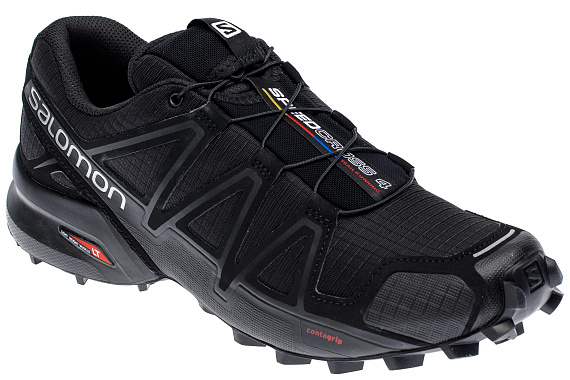 Кроссовки мужские Salomon Speedcross 4 Black/Black Metallic - Фото 4 большая