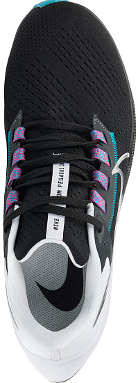 Кроссовки мужские Nike Air Zoom Pegasus 38 Black/White/Chlorine Blue/Metallic Silver - Фото 2 большая