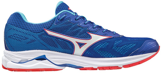 Кроссовки мужские Mizuno Wave Rider 21 Surf the Web/White/Poppy Red - Фото 2 большая