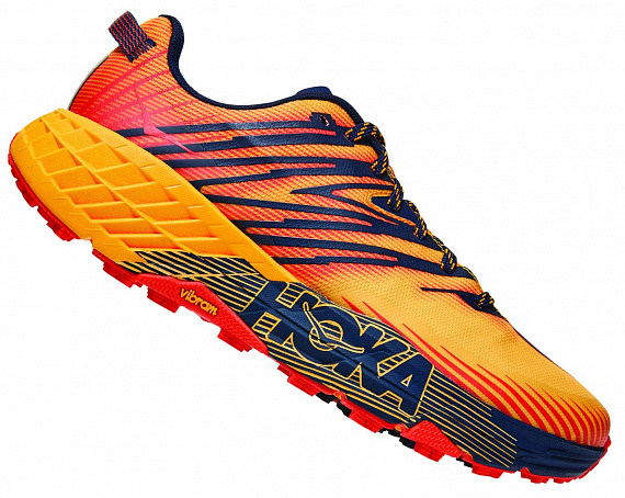 Кроссовки мужские Hoka Speedgoat 4 Gold Fusion/Black Iris - Фото 1 большая