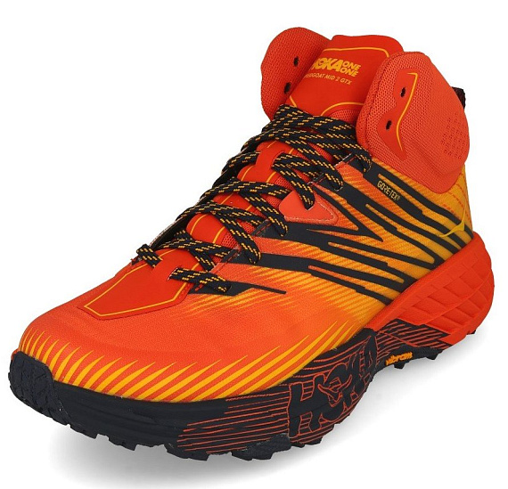 Кроссовки мужские Hoka Speedgoat Mid 2 GTX Mandarin Red/Gold Fusion - Фото 5 большая