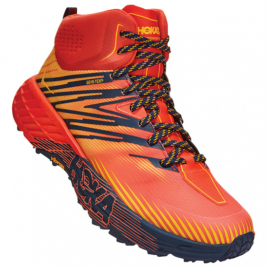 Кроссовки мужские Hoka Speedgoat Mid 2 GTX Mandarin Red/Gold Fusion - Фото 1 большая