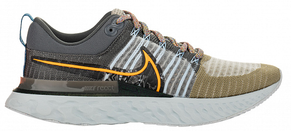 Кроссовки мужские Nike React Infinity Run Flyknit Light Bone/Sport Spice/Iron Grey/Total Orange - Фото 1 большая