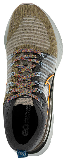 Кроссовки мужские Nike React Infinity Run Flyknit Light Bone/Sport Spice/Iron Grey/Total Orange - Фото 2 большая