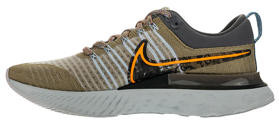 Кроссовки мужские Nike React Infinity Run Flyknit Light Bone/Sport Spice/Iron Grey/Total Orange - Фото 5 большая