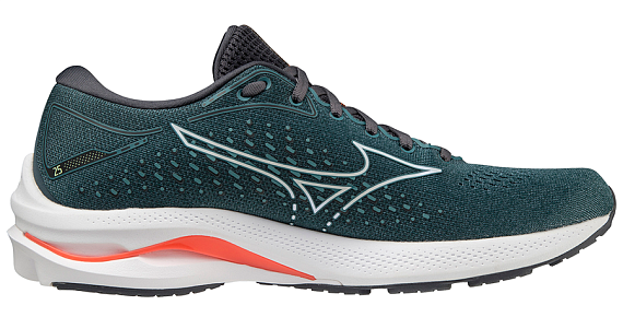 Кроссовки мужские Mizuno Wave Rider 25 SmokeBlue/Wht/NeoLime - Фото 2 большая
