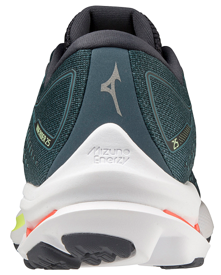Кроссовки мужские Mizuno Wave Rider 25 SmokeBlue/Wht/NeoLime - Фото 4 большая