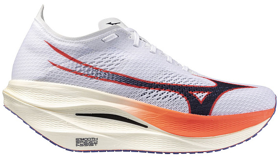 Кроссовки Mizuno Wave Rebellion Pro 3 White/Baritone Blue/Fiery Cora - Фото 1 большая