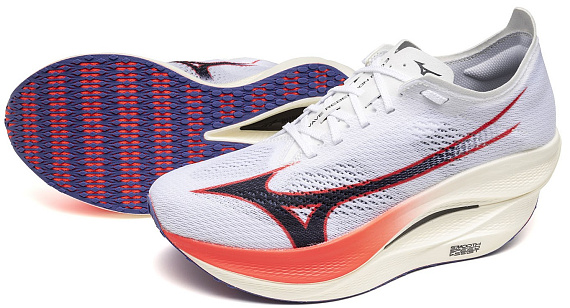 Кроссовки Mizuno Wave Rebellion Pro 3 White/Baritone Blue/Fiery Cora - Фото 7 большая