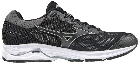 Кроссовки мужские Mizuno Wave Rider 21 Black/Black/Silver  - Фото 2 большая