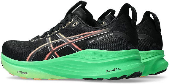 Кроссовки мужские ASICS Gel-Kayano 32 Black/Vital Green - Фото 3 большая