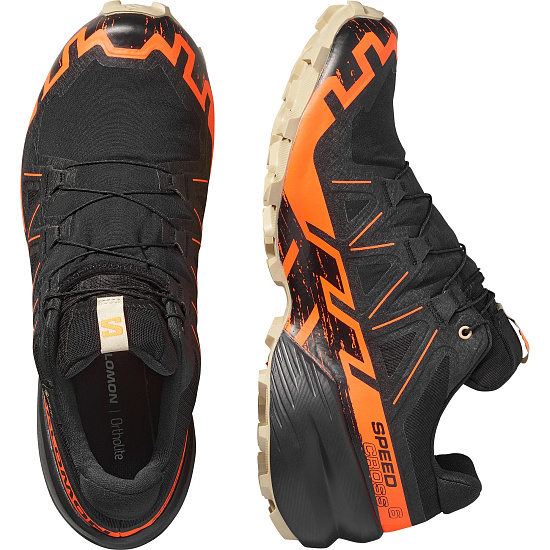 Кроссовки мужские Salomon Speedcross 6 Gtx Black/Shocking Orange/White Pepper - Фото 2 большая
