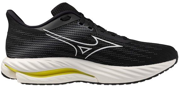 Кроссовки мужские Mizuno Wave Inspire 21 Black/White/Vibrant Yellow - Фото 4 большая