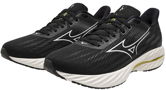 Кроссовки мужские Mizuno Wave Inspire 21 Black/White/Vibrant Yellow - Фото 7 большая