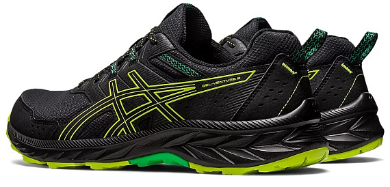 Кроссовки мужские ASICS Gel-Venture 9 Black/Lime Zest - Фото 3 большая