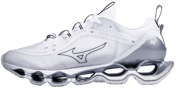 Кроссовки Mizuno Wave Prophecy 13 White/Metallic Gray/Silver - Фото 2 большая