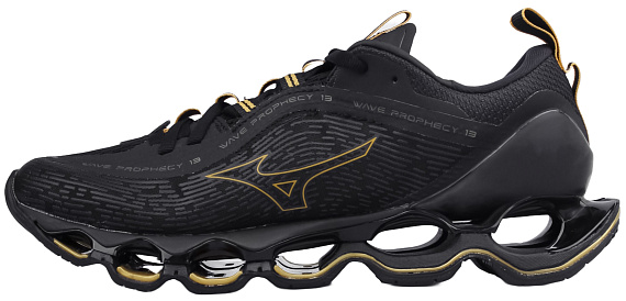 Кроссовки Mizuno Wave Prophecy 13 Black/Gold/Metallic Gray - Фото 2 большая