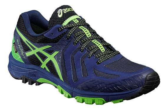 Кроссовки мужские ASICS GEL-FujiAttack 5 G-TX Черный/Зеленый/Синий - Фото 2 большая