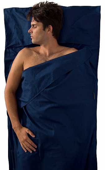 Вкладыш в спальник Sea to Summit Premium Cotton Travel Liner - Traveller (with Pillow slip) Navy Blu - Фото 2 большая