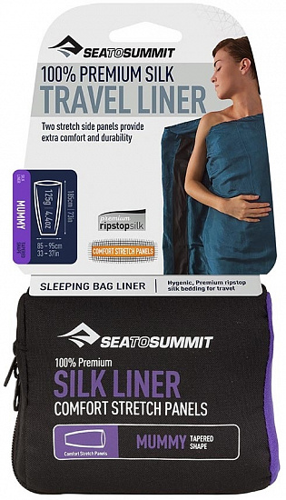 Вкладыш в спальник Sea to Summit Silk Stretch Liner Mummy Navy Blue - Фото 1 большая