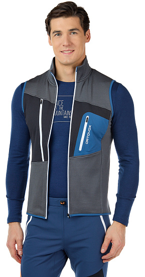 Жилет мужской Ortovox Fleece Grid Black Steel - Фото 4 большая