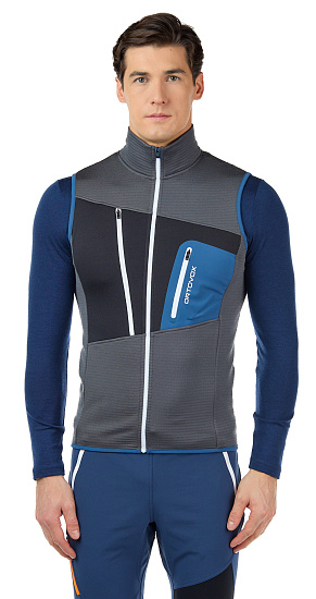 Жилет мужской Ortovox Fleece Grid Black Steel - Фото 5 большая