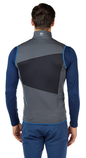 Жилет мужской Ortovox Fleece Grid Black Steel - Фото 7 большая