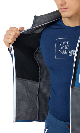 Жилет мужской Ortovox Fleece Grid Black Steel - Фото 8 большая