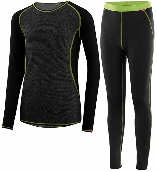 Комплект термобелья детский Loffler Warm Cb Black/Light Green - Фото 1 большая