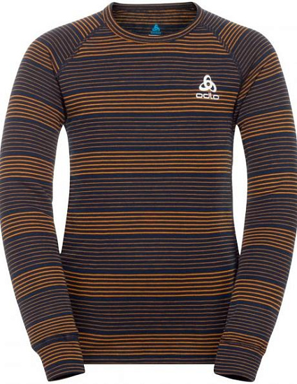 Комплект термобелья детский Odlo Active Warm Eco Dark Sapphire/Buckthorn Brown - Фото 3 большая