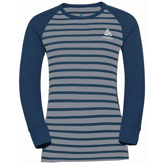 Комплект детский Odlo Active Warm Eco Kids Ярко-Синий/Серый Меланж/Полоски - Фото 3 большая