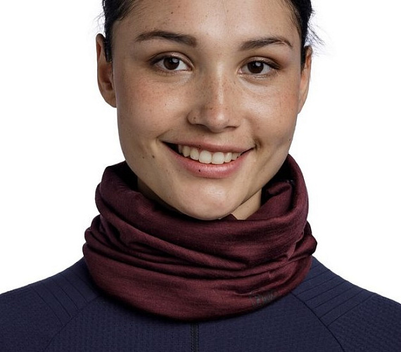 Бандана Buff Merino Lightweight Solid Garnet - Фото 3 большая