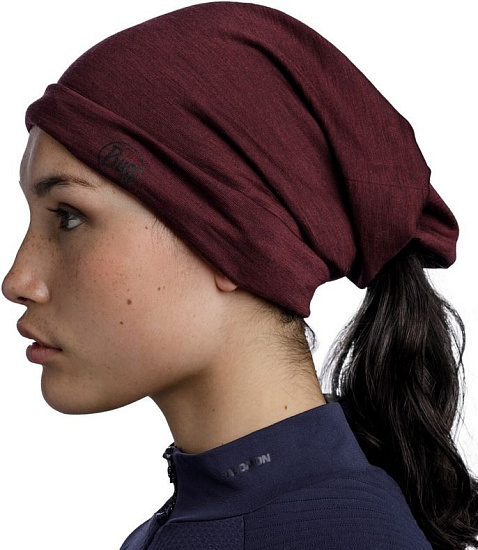 Бандана Buff Merino Lightweight Solid Garnet - Фото 6 большая