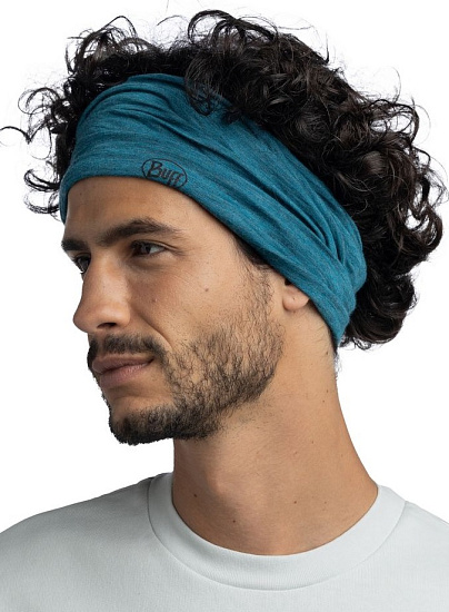 Бандана Buff Merino Lightweight Solid Teal - Фото 4 большая