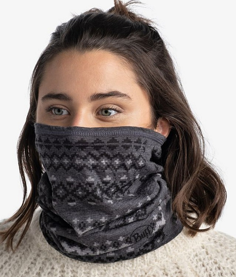 Бандана Buff Merino Lightweight Faizen Grey - Фото 5 большая