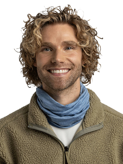 Бандана Buff Merino Lightweight Solid Lake Blue - Фото 3 большая