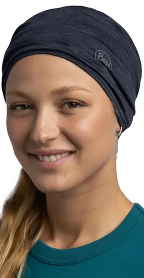 Бандана Buff Merino Lightweight Solid Night Blue - Фото 3 большая