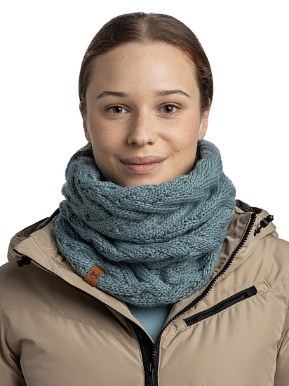 Шарф Buff Knitted & Fleece Caryn Blue Glass - Фото 3 большая
