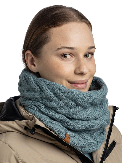 Шарф Buff Knitted & Fleece Caryn Blue Glass - Фото 4 большая