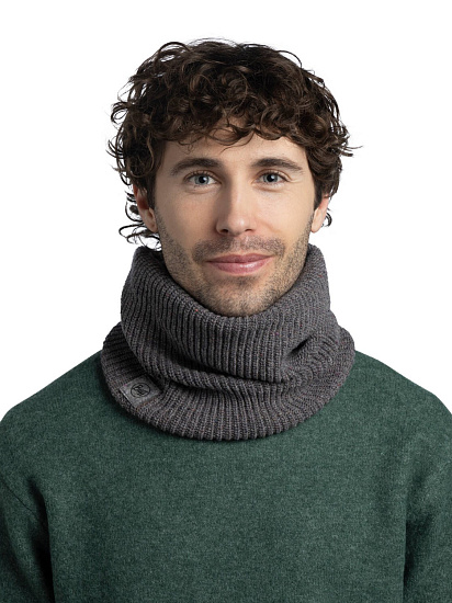 Шарф Buff Knitted Upcycled Merino Grey Heather - Фото 3 большая
