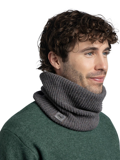 Шарф Buff Knitted Upcycled Merino Grey Heather - Фото 4 большая