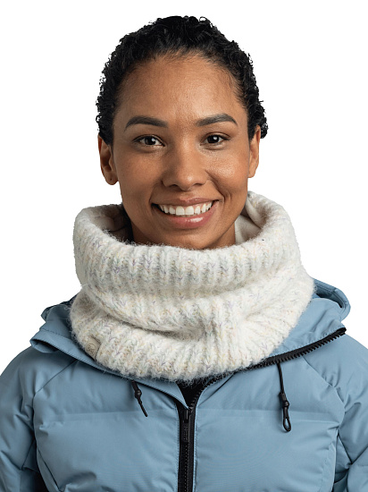 Шарф Buff Knitted & Fleece Eyla White - Фото 3 большая
