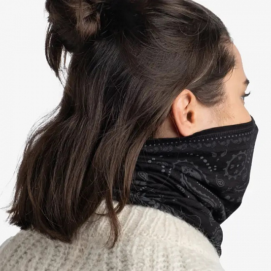 Бандана Buff Merino Lightweight Cashmere Black - Фото 4 большая